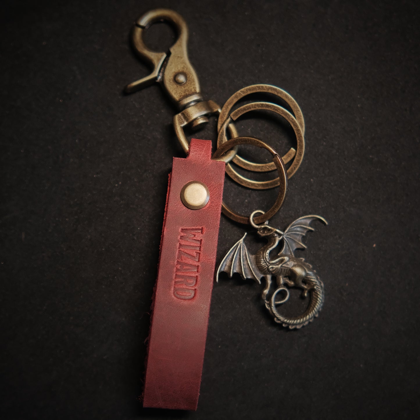 Personalized D&D Leather key rings_Red