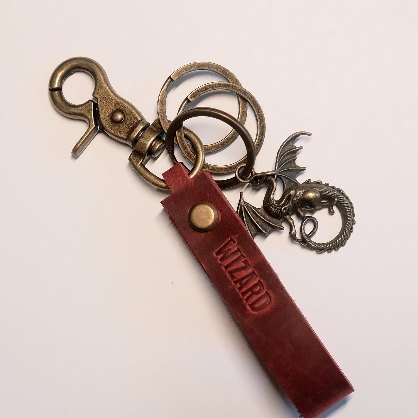 Personalized D&D Leather key rings_Red