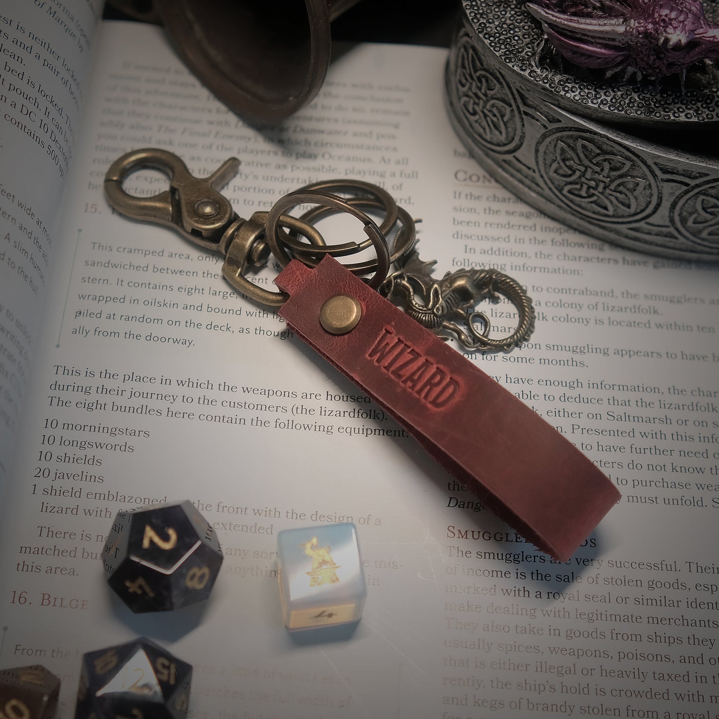 Personalized D&D Leather key rings_Red