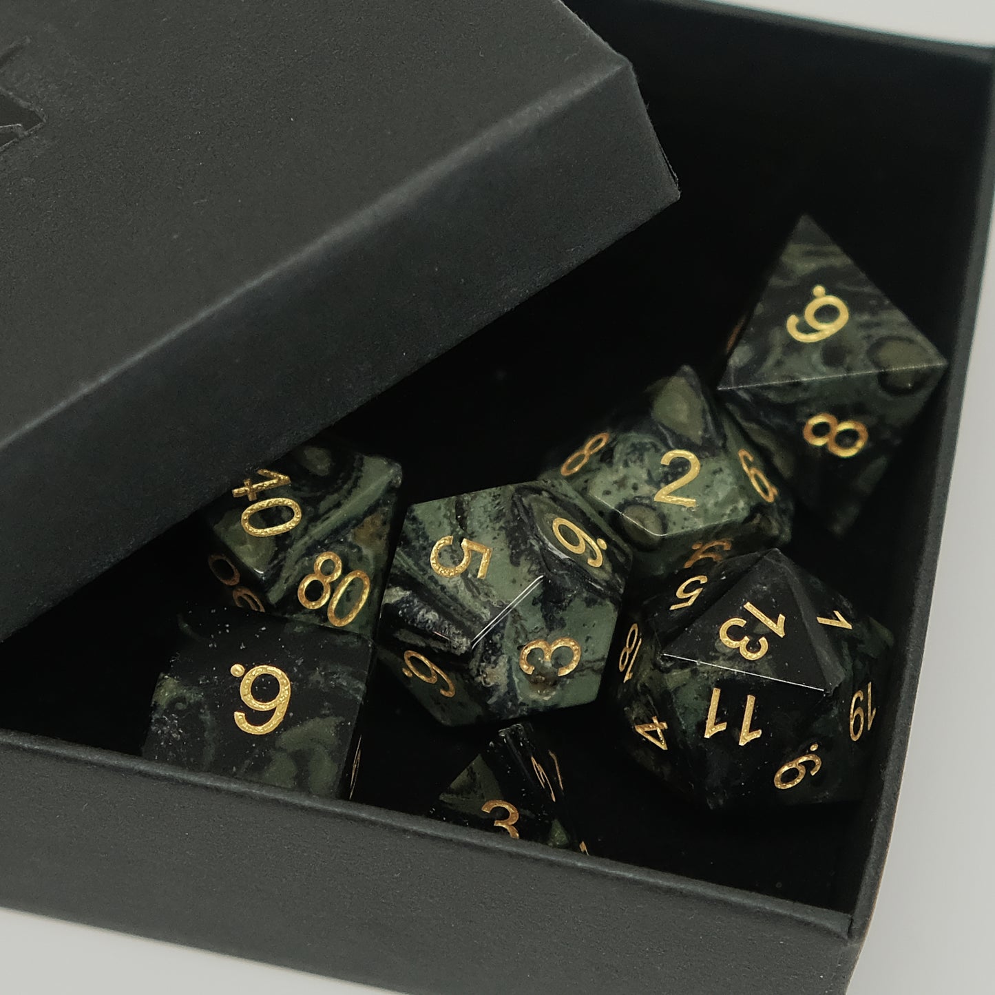 Natural Kambaba Jasper Gemstone Dice Set of 7 DND Role Playing Games and Table-top Games Gift for Gamer