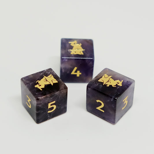 Natural Amethyst Gemstone D6 Dice for Dice Game Board Game RPG Game. Game accessories for table-top game, board game and rpg. Gift for game lover