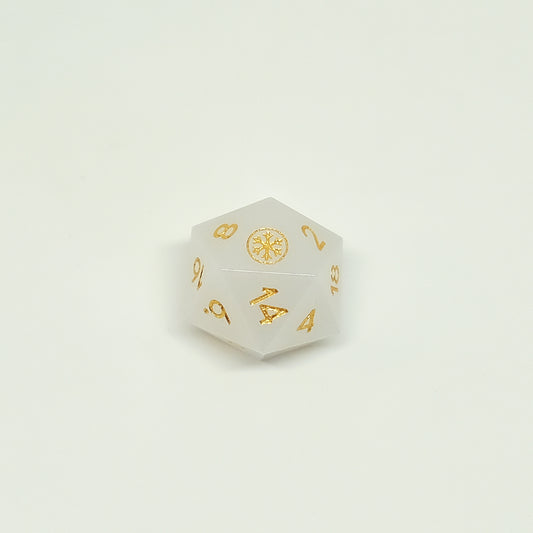 Element of Snow Dice Set, Natural White Jade Dice Set of 7, DND Role Playing Games and Card Games Gift for Gamer