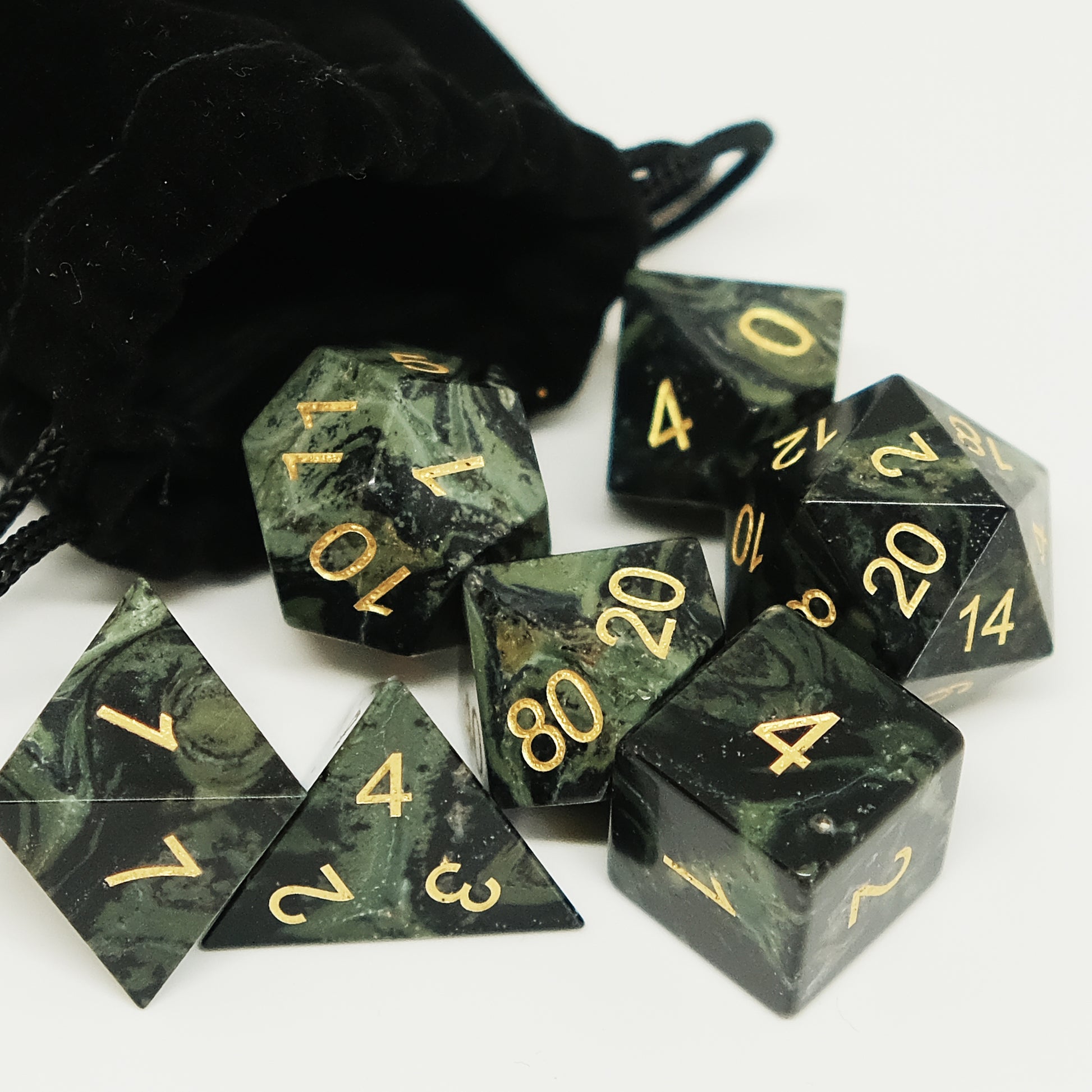 Natural Kambaba Jasper Gemstone Dice Set of 7 DND Role Playing Games and Table-top Games Gift for Gamer