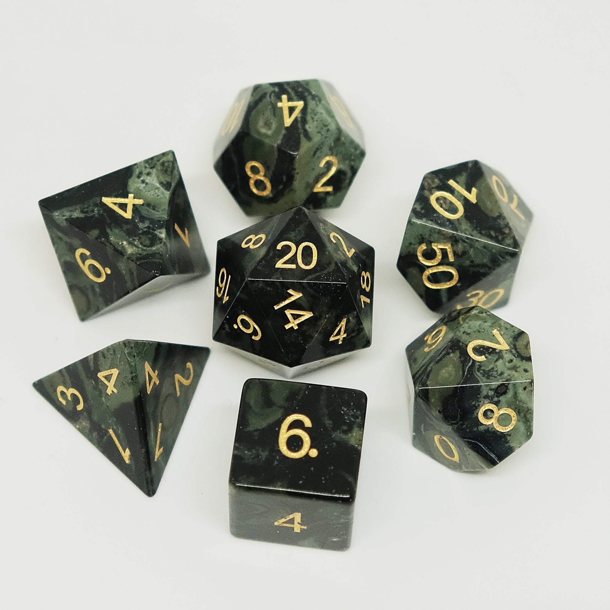 Natural Kambaba Jasper Gemstone Dice Set of 7 DND Role Playing Games and Table-top Games Gift for Gamer