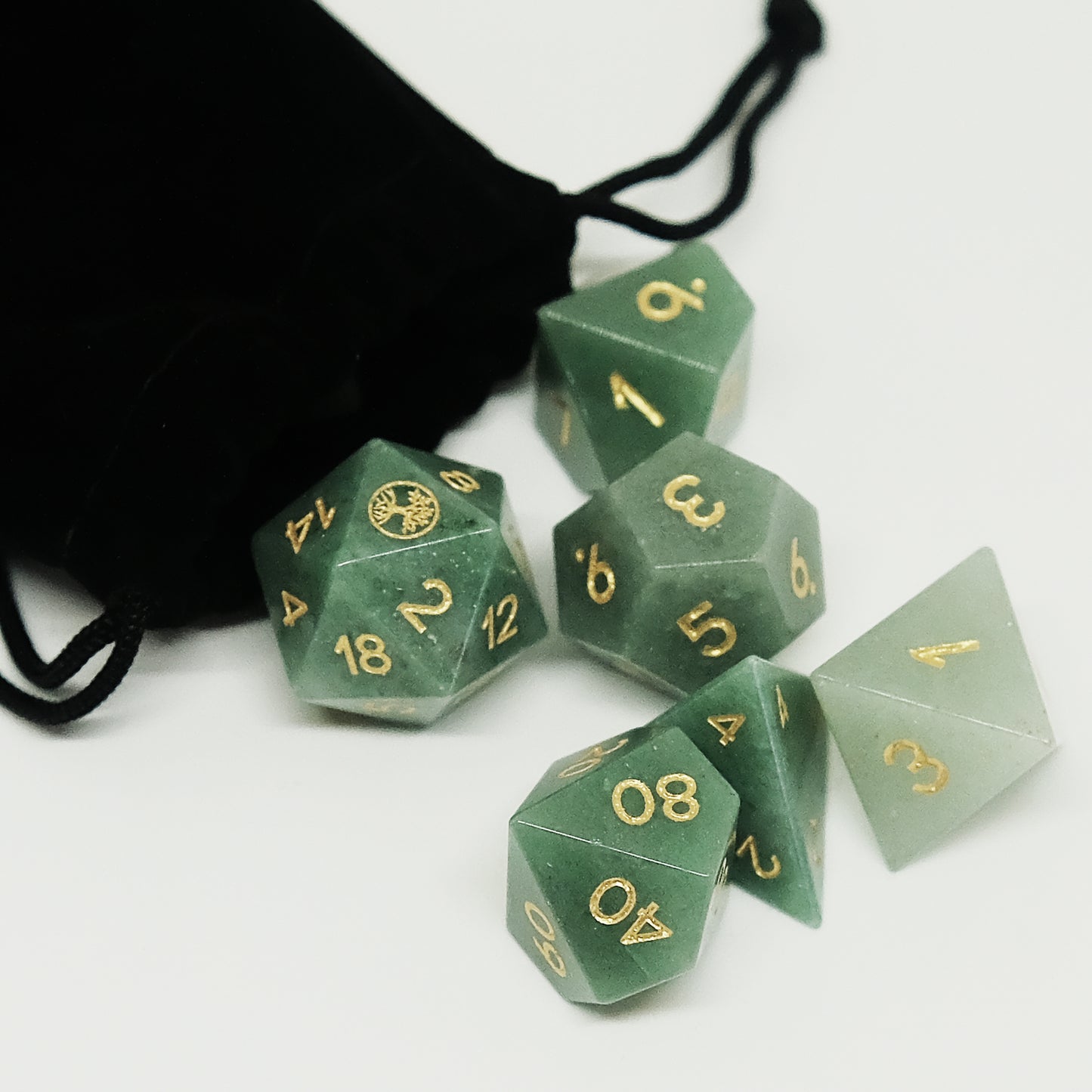 Element of Life Dice Set, Natural Aventurine Dice Set of 7, DND Role Playing Games and Card Games Gift for Gamer