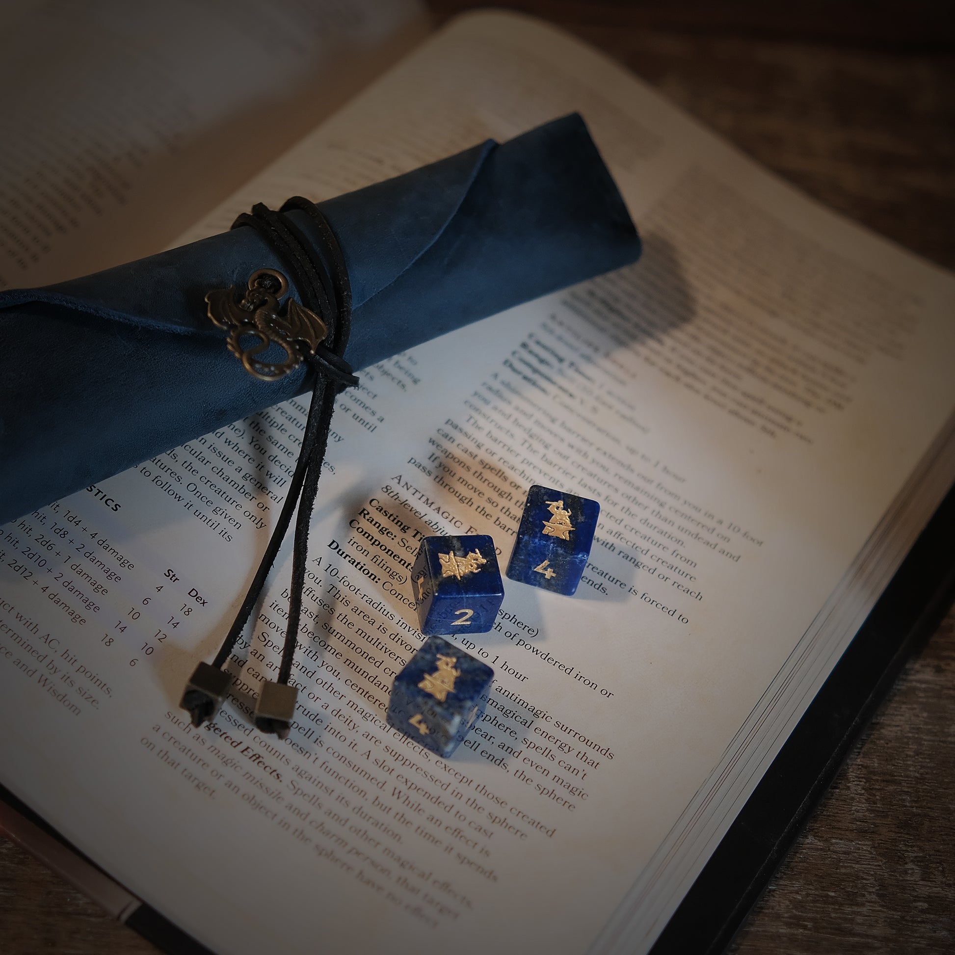 Natural Lapis Lazuli Gemstone D6 Dice. Game accessories for table-top game, board game and rpg. Gift for game lover