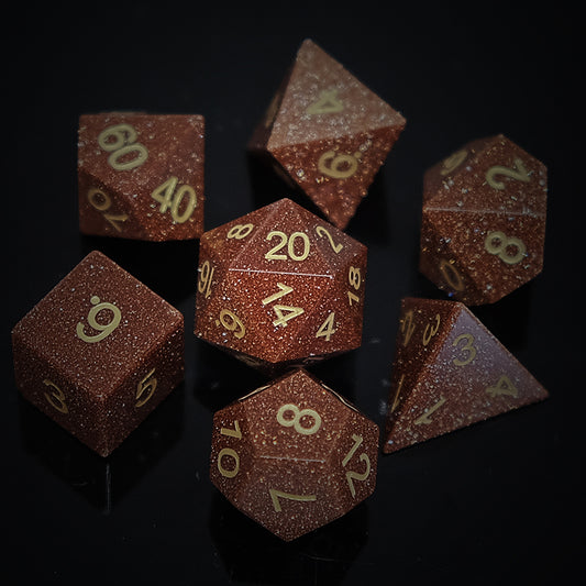 Sandstone Gemstone Dice Set of 7 for board game, dice game, table-top game, gift for gamer