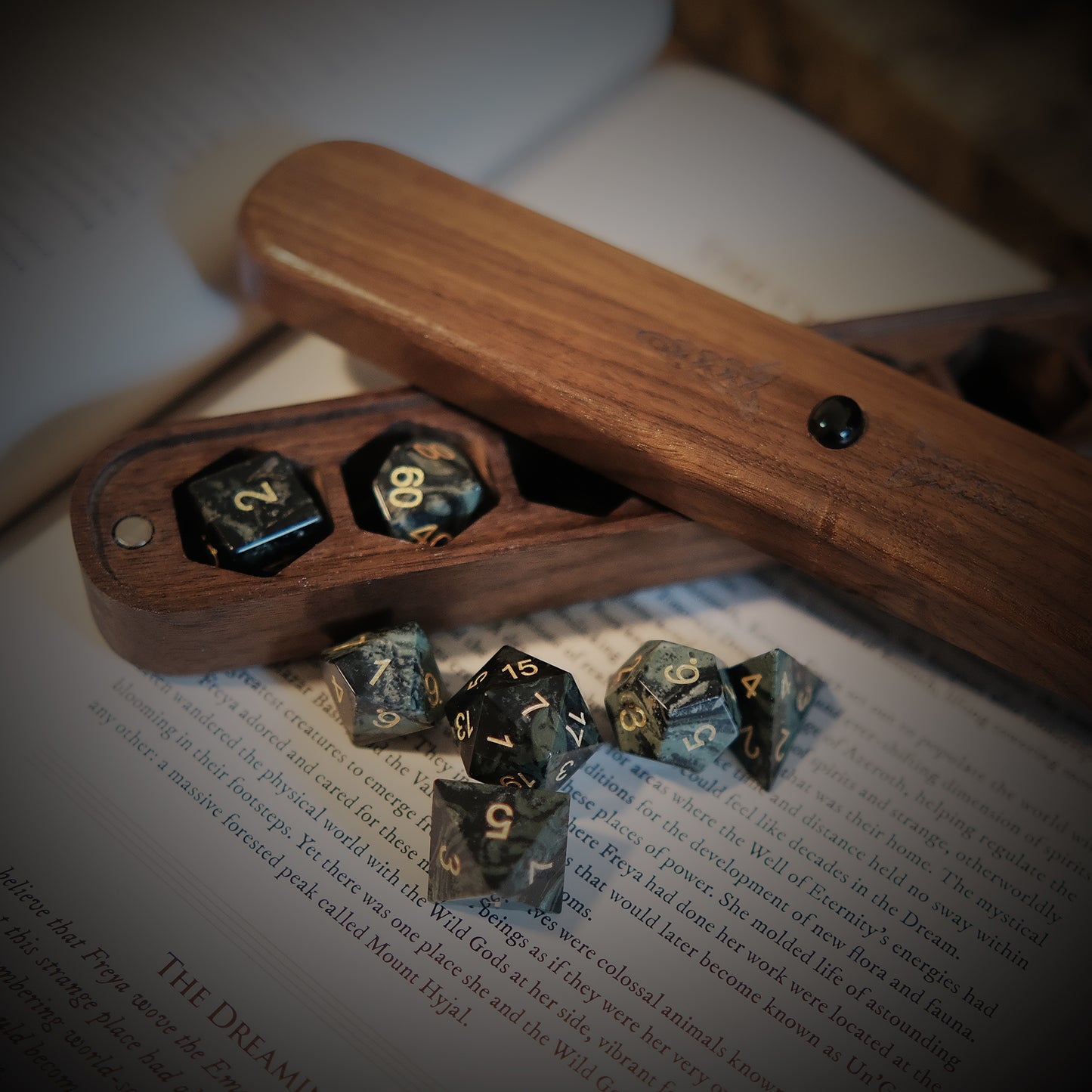 Natural Kambaba Jasper Gemstone Dice Set of 7 DND Role Playing Games and Table-top Games Gift for Gamer