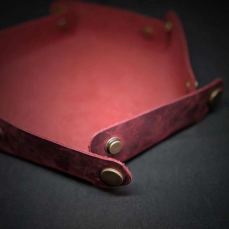 Handmade Leather Dice Tray, Dice Rolling Tray, Dark Red Leather Dice Rolling Mat, Dice for RPG Games, Rolling Tray for Dice Game