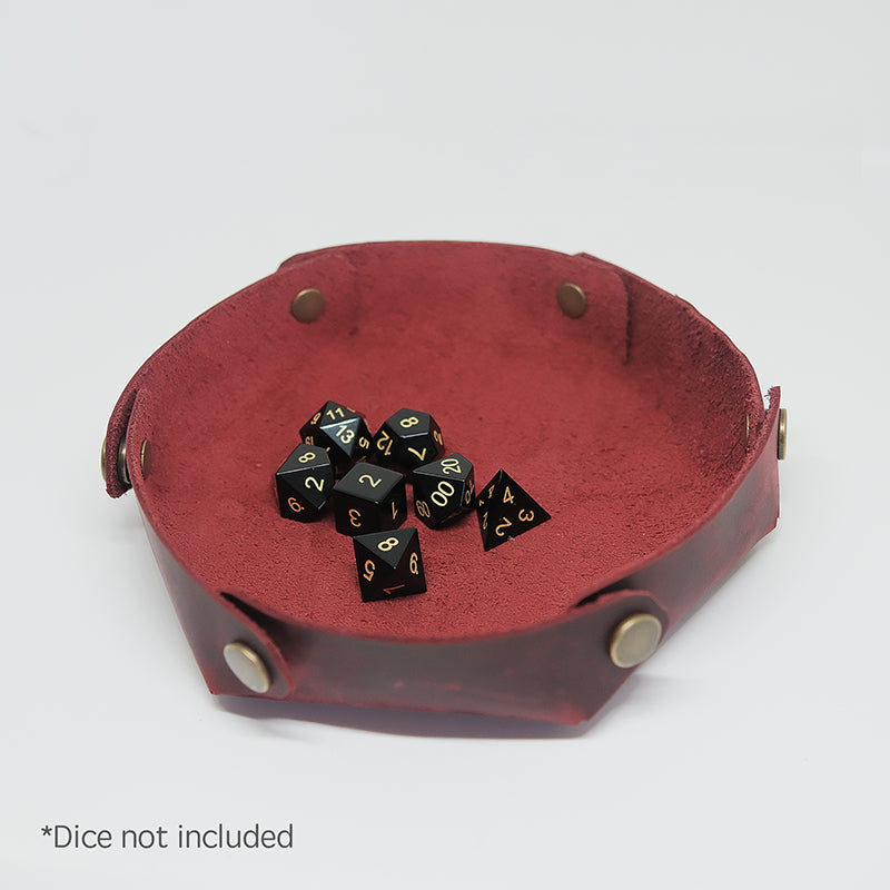 Handmade Leather Dice Tray, Dice Rolling Tray, Dark Red Leather Dice Rolling Mat, Dice for RPG Games, Rolling Tray for Dice Game